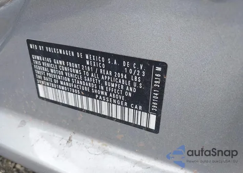 2024 Volkswagen Jetta 1.5T Se из США, поврежденный, VIN 3VWEM7BU1RM017805